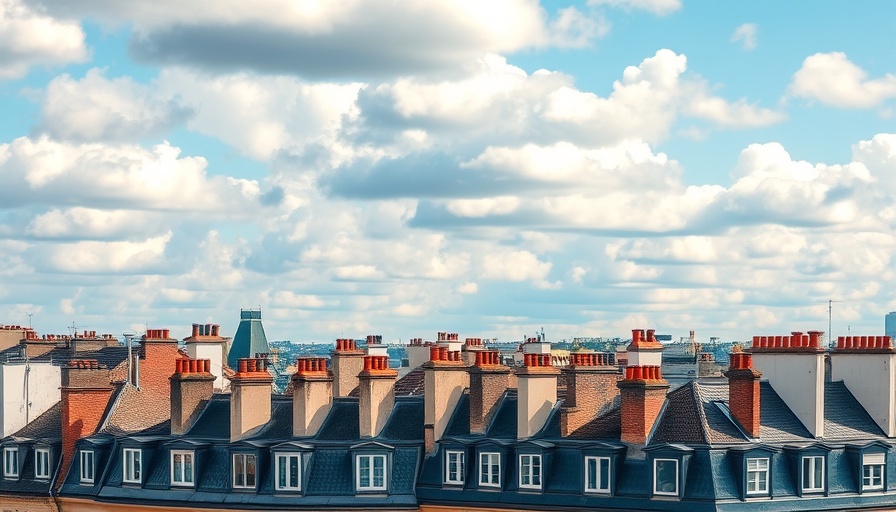 Parisian rooftops and chimneys under a picturesque sky, Paris packing list essentials.