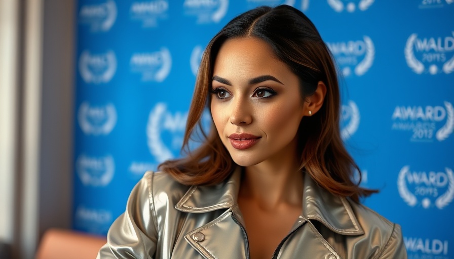 Elegant woman at awards, wearing silver jacket, Jamie Chung Olay skincare routine.