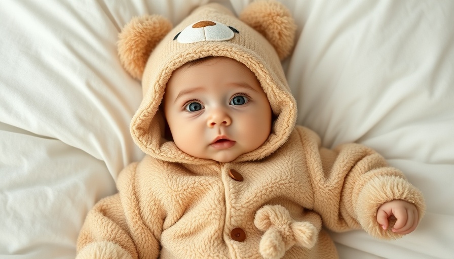 Adorable baby in bear onesie for popular baby names 2025.