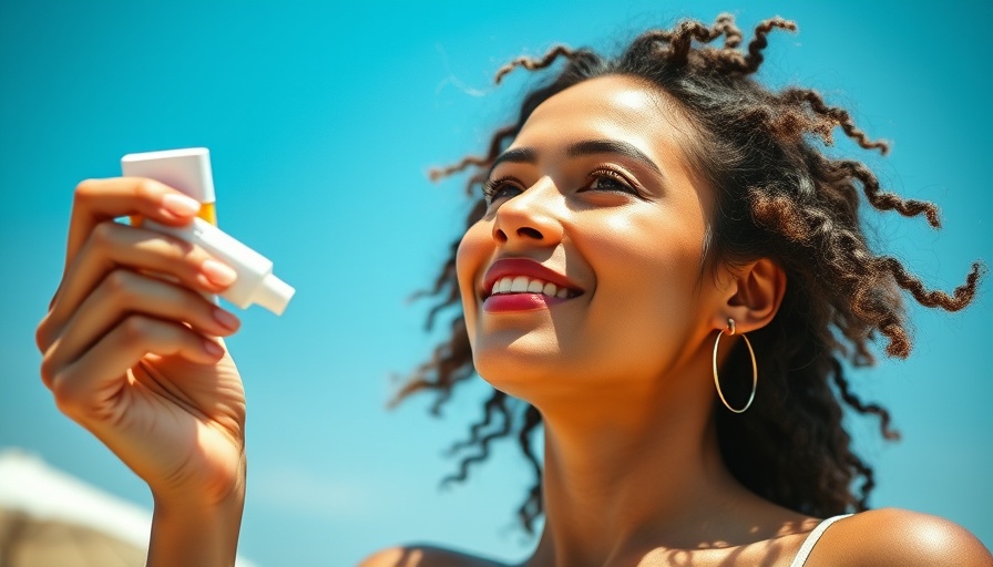 Young woman applying sunscreen, focusing on skincare under the sun.