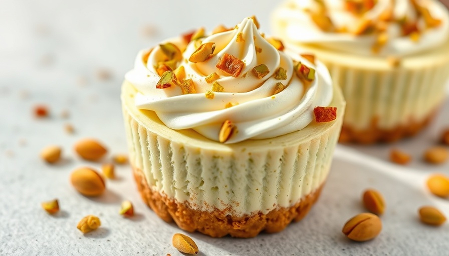 Exquisite pistachio cheesecake cup with whipped cream.