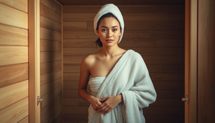Woman enjoying sauna benefits with relaxed expression.
