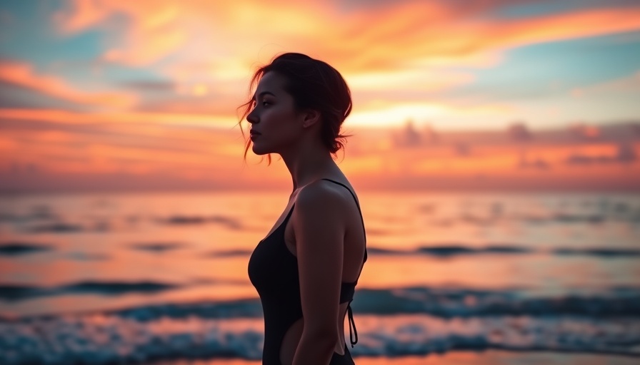 Silhouette of woman on beach during sunset, salty scents for summer