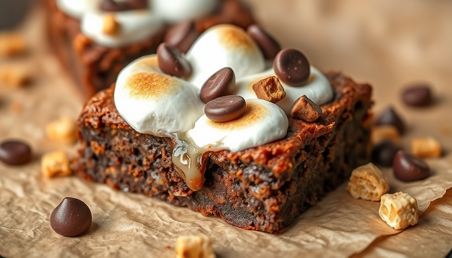 Gooey Protein S'mores Brownies with marshmallows and chocolate.