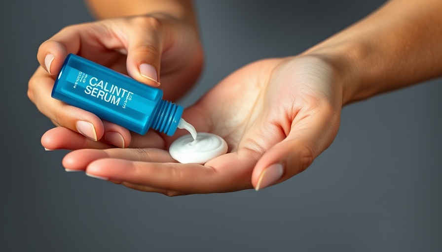 Peptide-Retinol Serum for Anti-Aging being applied from a blue bottle.