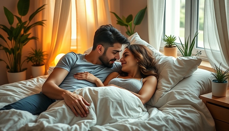 Couple sharing gratitude and better sex connection in cozy bedroom.