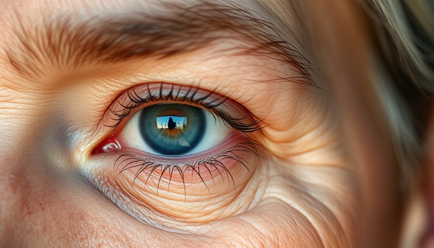Close-up of eye showcasing visible skin texture.