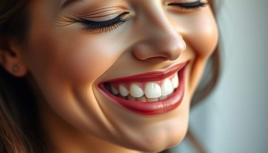 Woman showcasing her bright smile with no-prep veneers.