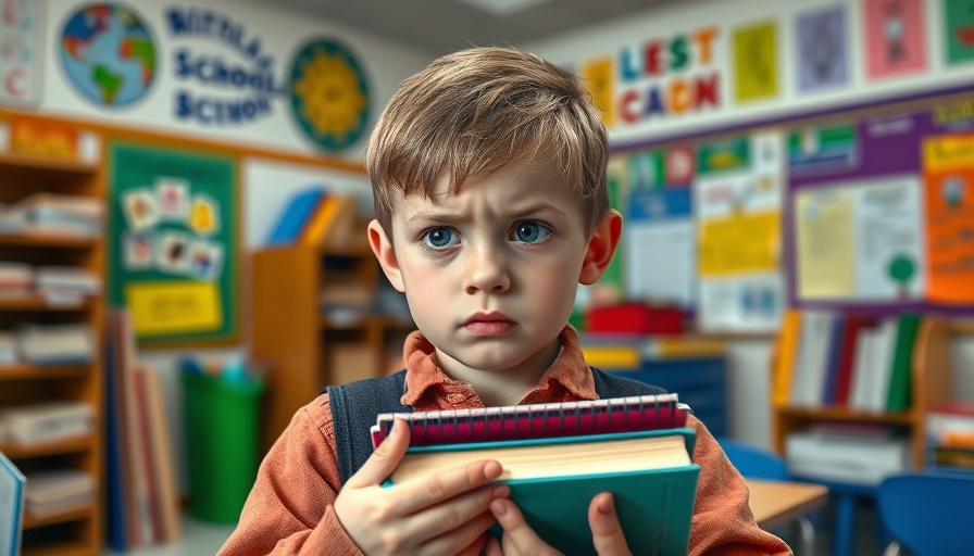 Young student experiencing back-to-school anxiety in a classroom.