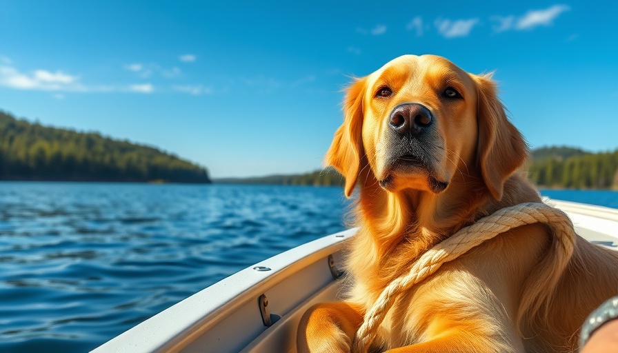 Golden retriever enjoying weekend boat trip for self-care.