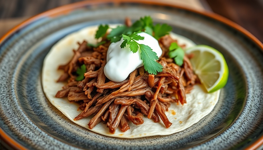 Delicious OLIPOP Chuck Roast taco with cilantro and cream