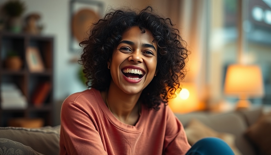 Joyful woman showcasing natural ways to fade dark spots, smiling in soft lighting.