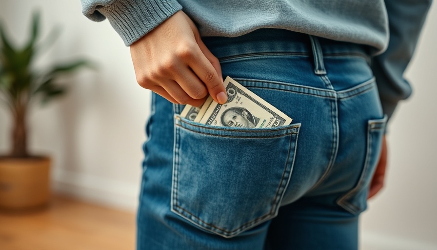 Close-up of hand placing cash in jeans pocket, financial wellness tips.