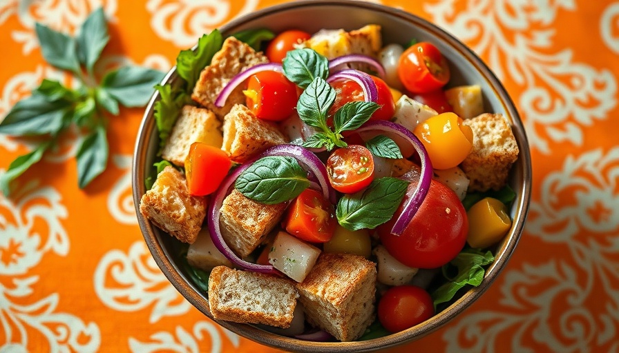 Delicious Tuscan Panzanella salad with fresh ingredients.