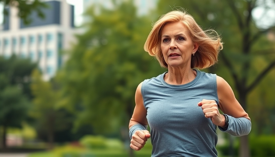 Middle-aged woman jogging to reduce dementia risk.