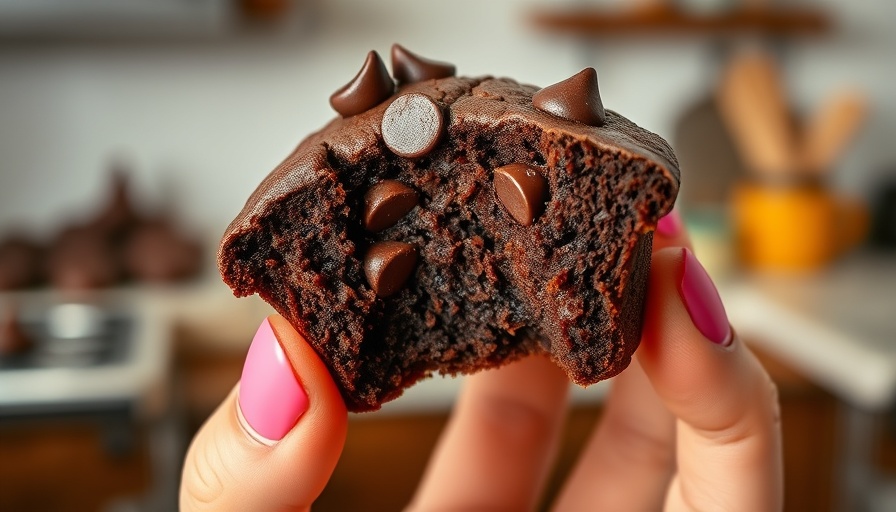 Rich chocolate Kodiak protein muffin with moist texture.