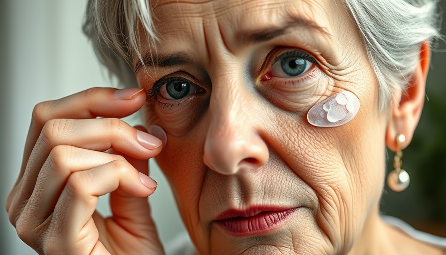 Mature woman using the best collagen patches for under eyes.