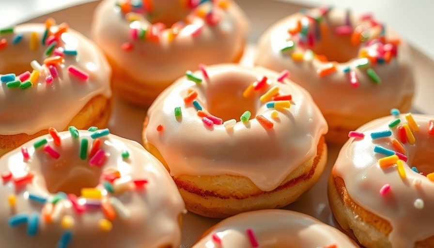 Homemade cottage cheese donuts with sprinkles and white icing.