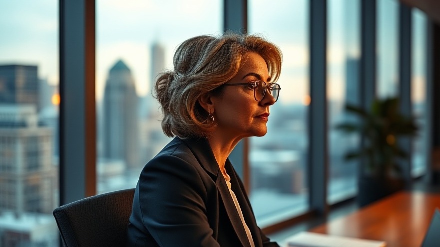 Thoughtful female leader in modern office, symbolizing menopause hormone therapy cognitive function.