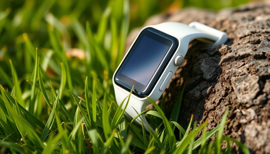 Stylish fitness tracker resting on grass, enhancing performance.