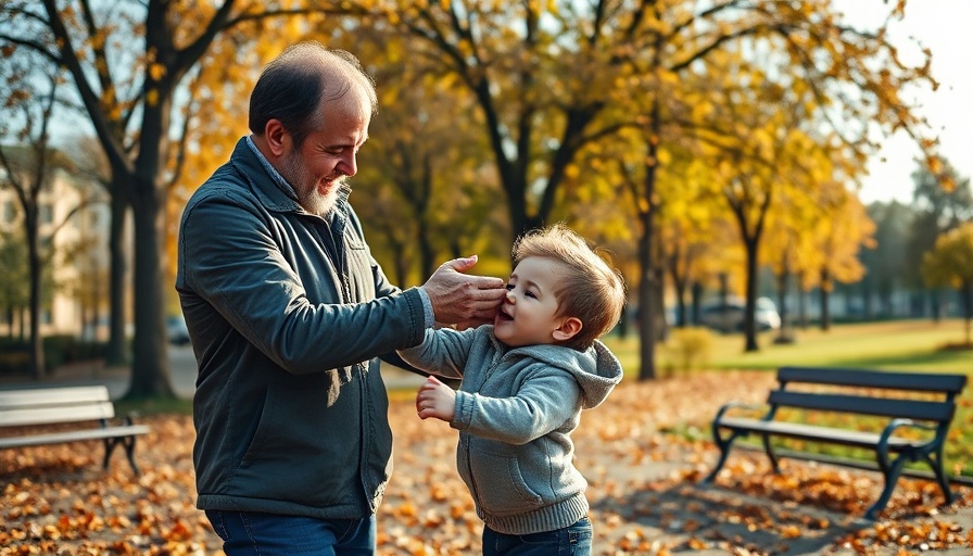Fatherhood transformation in the past 30 years: playful scene in park.