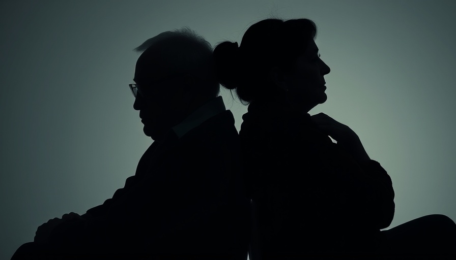 Gray divorce silhouette of a distressed older couple.