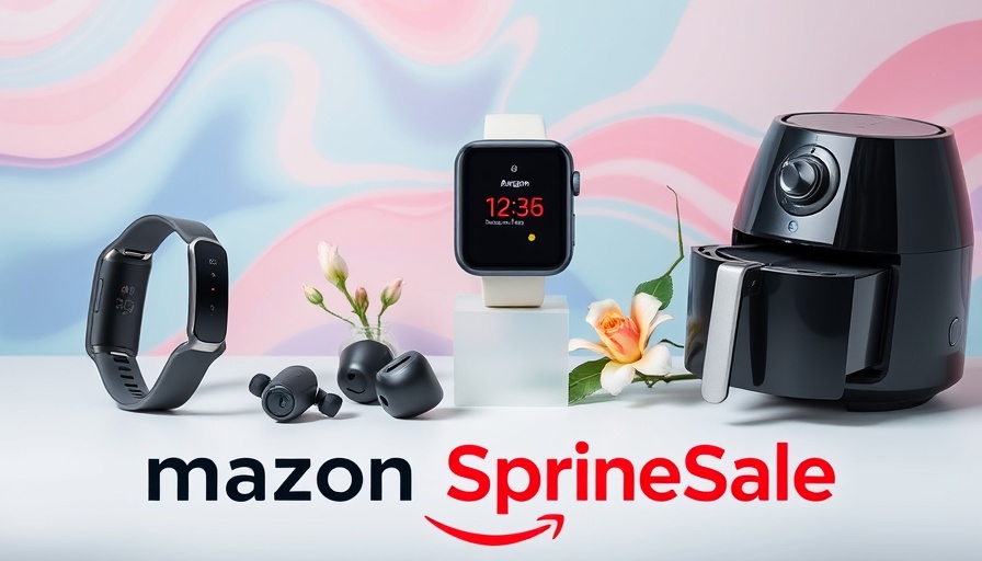Amazon Spring Sale 2025 discounts on modern gadgets in abstract background.