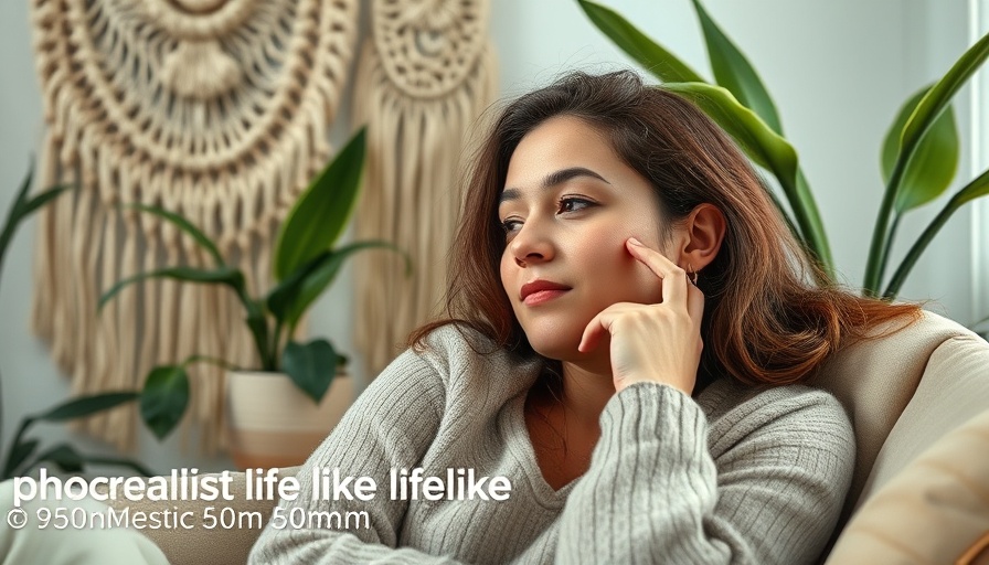 Contemplative young woman resting indoors in a cozy setting.