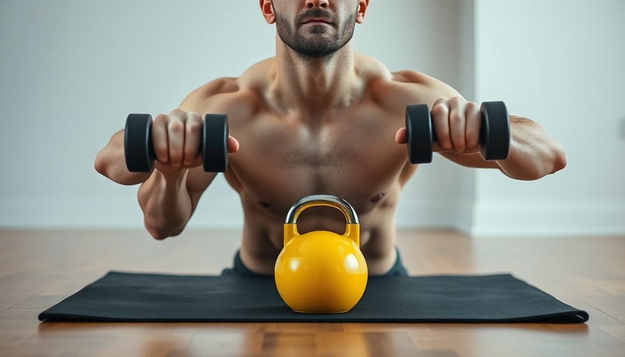 Man performing strength exercises for runners with dumbbells indoors.