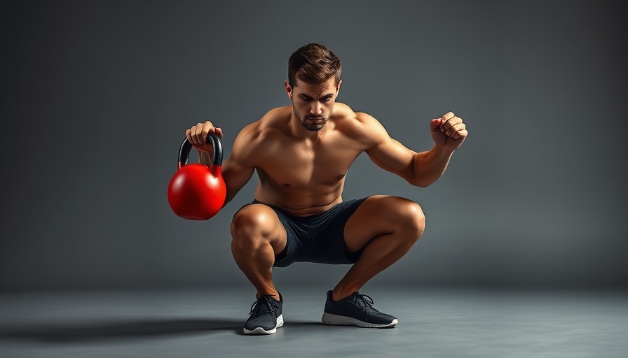 Athletic man practicing beginners kettlebell workout.