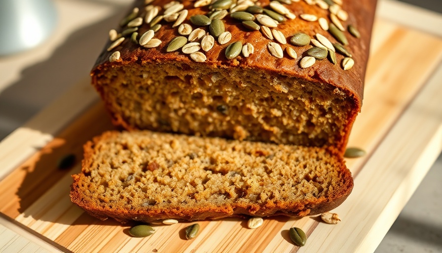 Close-up of banana baked oats with seeds.