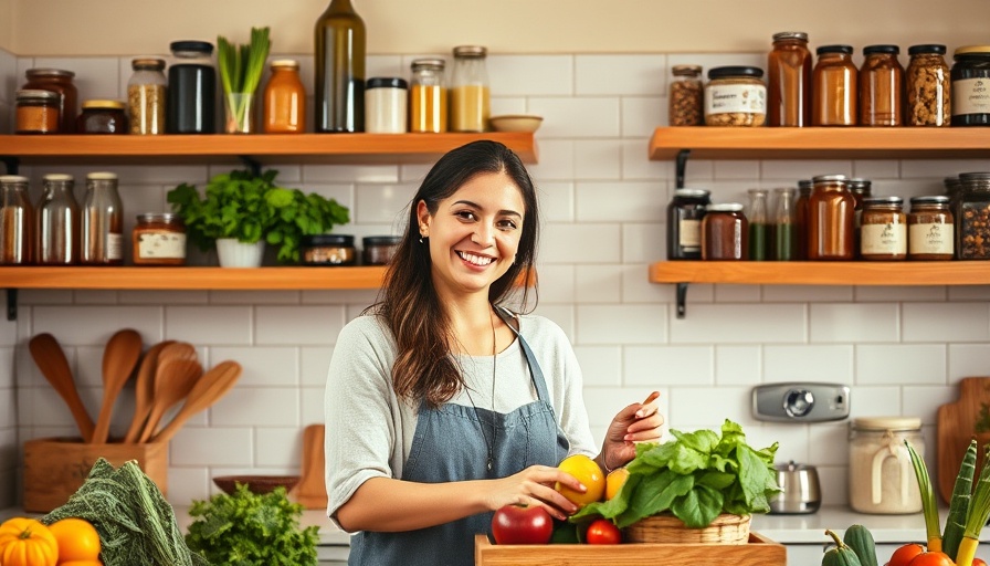 Joyful woman organizing kitchen with decluttering tips