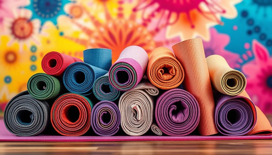 Best yoga mats displayed in colorful abstract setting