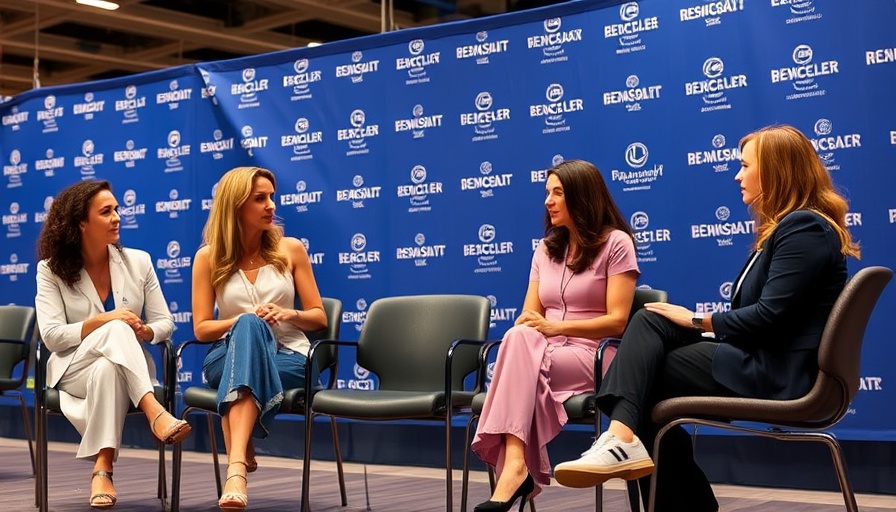 Women discussing the sports nutrition gap at an event.
