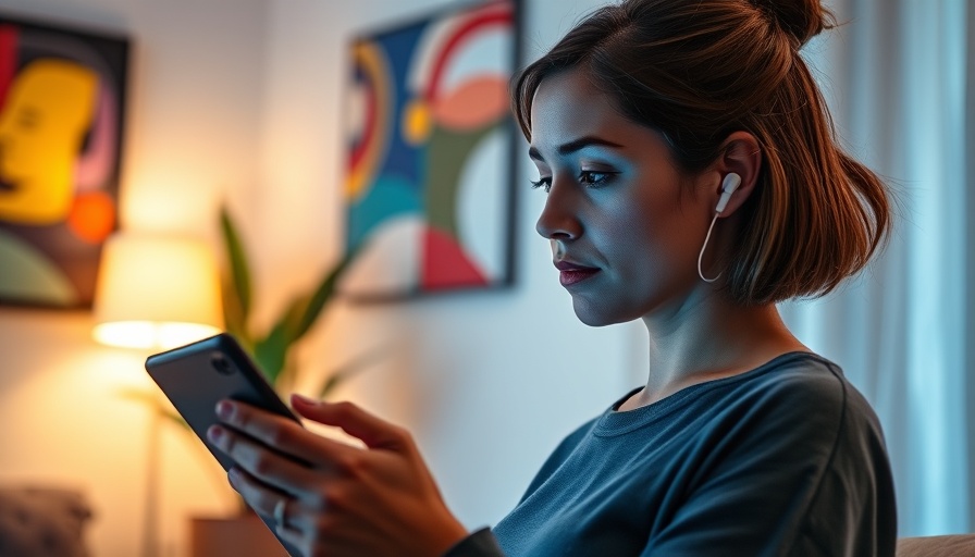 Woman using OnePlus earbuds and tablet in modern home.