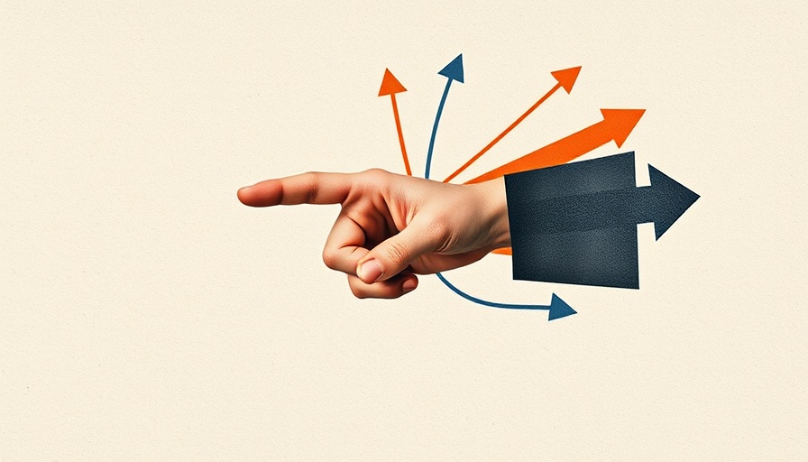 Artistic collage with hand and arrows; intuitive decision-making theme.