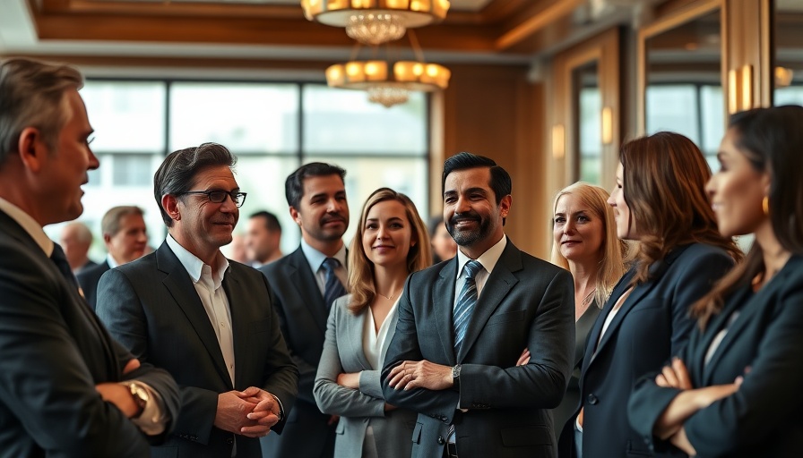 Corporate leaders meeting at conference symbolizing financial therapy.