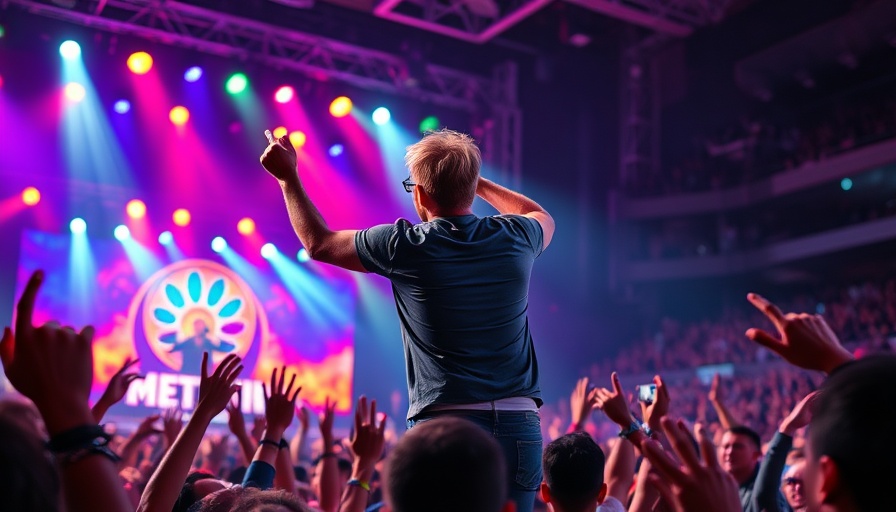Vibrant concert performance highlighting energetic musician on stage.