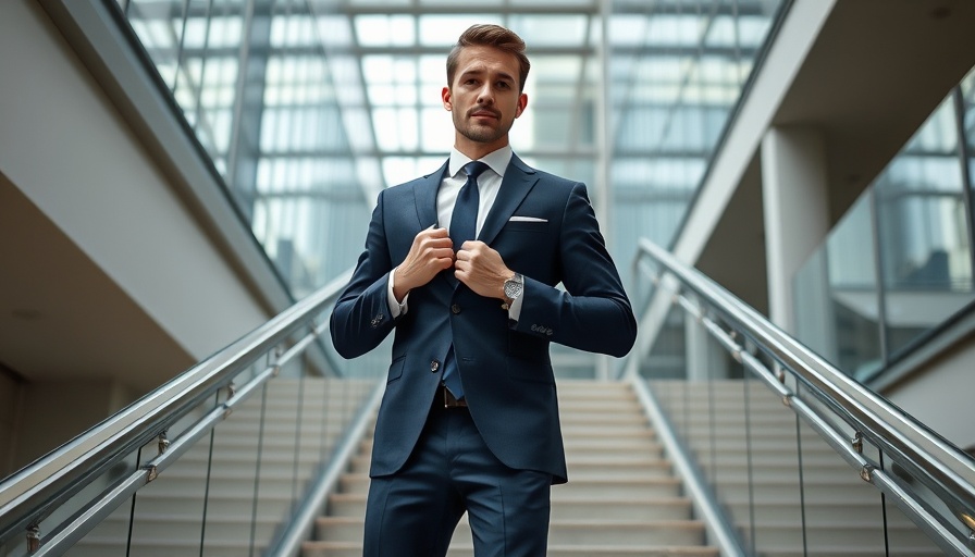 Confident businessperson adjusting suit conveying leadership visibility