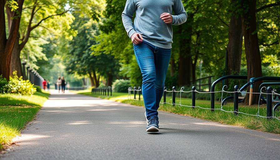Walker demonstrating gait speed on a park path, showcasing how gait speed outperforms others in mild cognitive impairment screening.