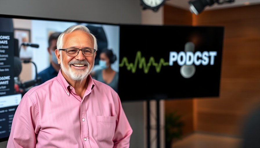 Older man shares crisis leadership insights on a podcast.