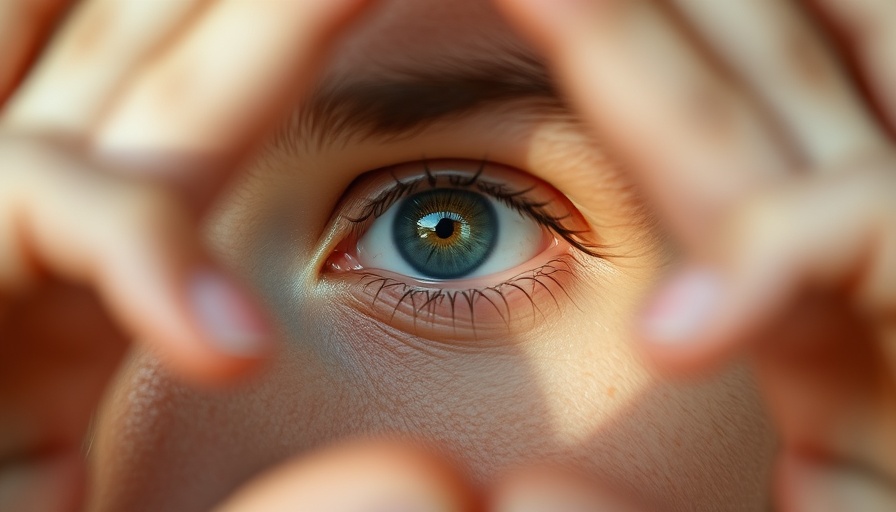 Introspective eye close-up framed by hands in soft focus lighting, symbolizing coaching leadership and change-oriented behavior.