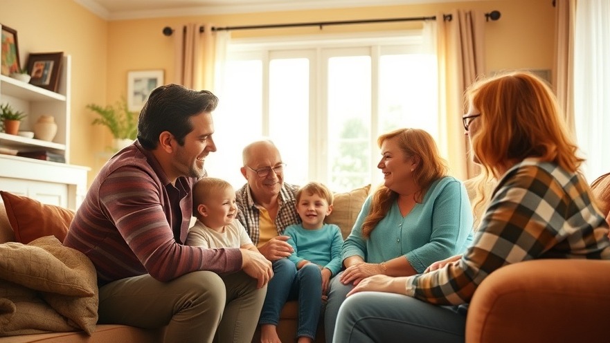 Family support in a cozy living room, filled with warm light and heartfelt conversation.