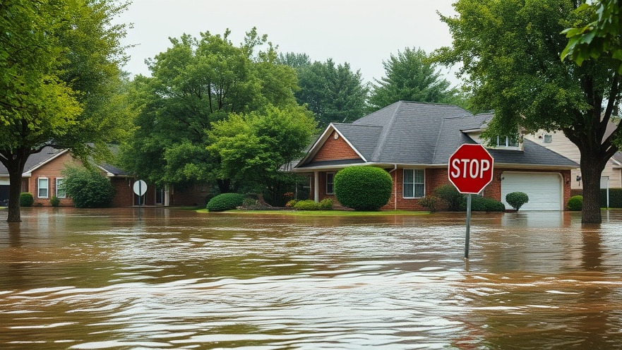 Severe flood affecting suburban home, emphasizing homeowners insurance risks and emergency preparedness.