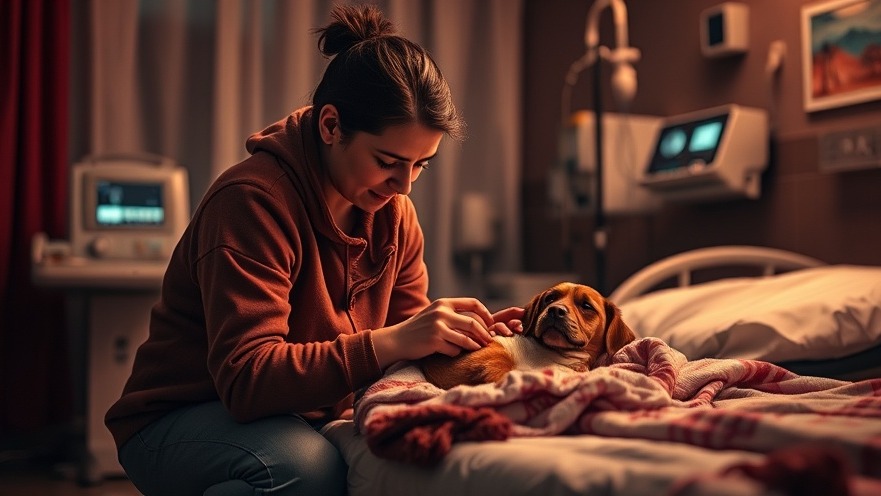 Heartbroken pet owner beside sick pet, highlighting veterinary expenses and pet care costs.