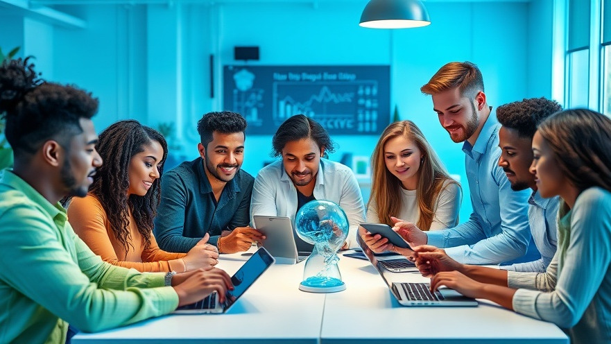 Diverse small business owners brainstorm AI tools, showcasing artificial intelligence trends for innovation.