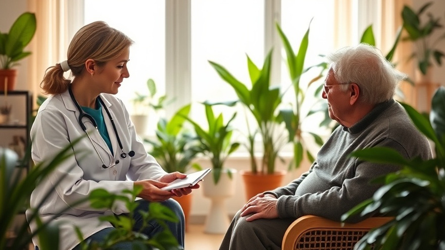 Caring healthcare professional guides older adults in lifestyle changes for health.