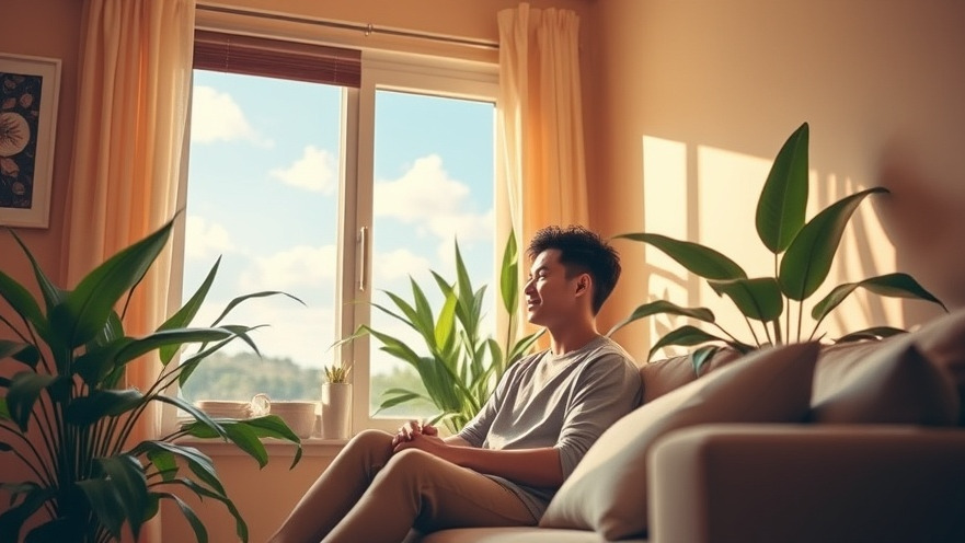 A person practicing financial mindfulness in a serene living room.