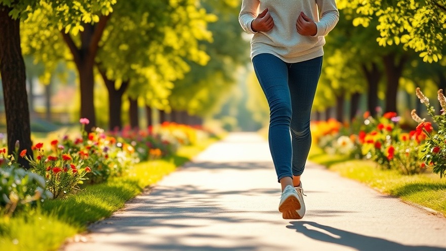 Cheerful person with diabetes walking on a sunny path, promoting blood sugar control and foot care.