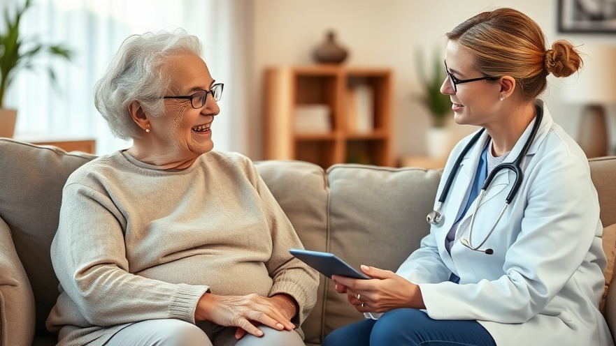 Elderly woman receiving personalized care from a doctor in a cozy home healthcare setting.